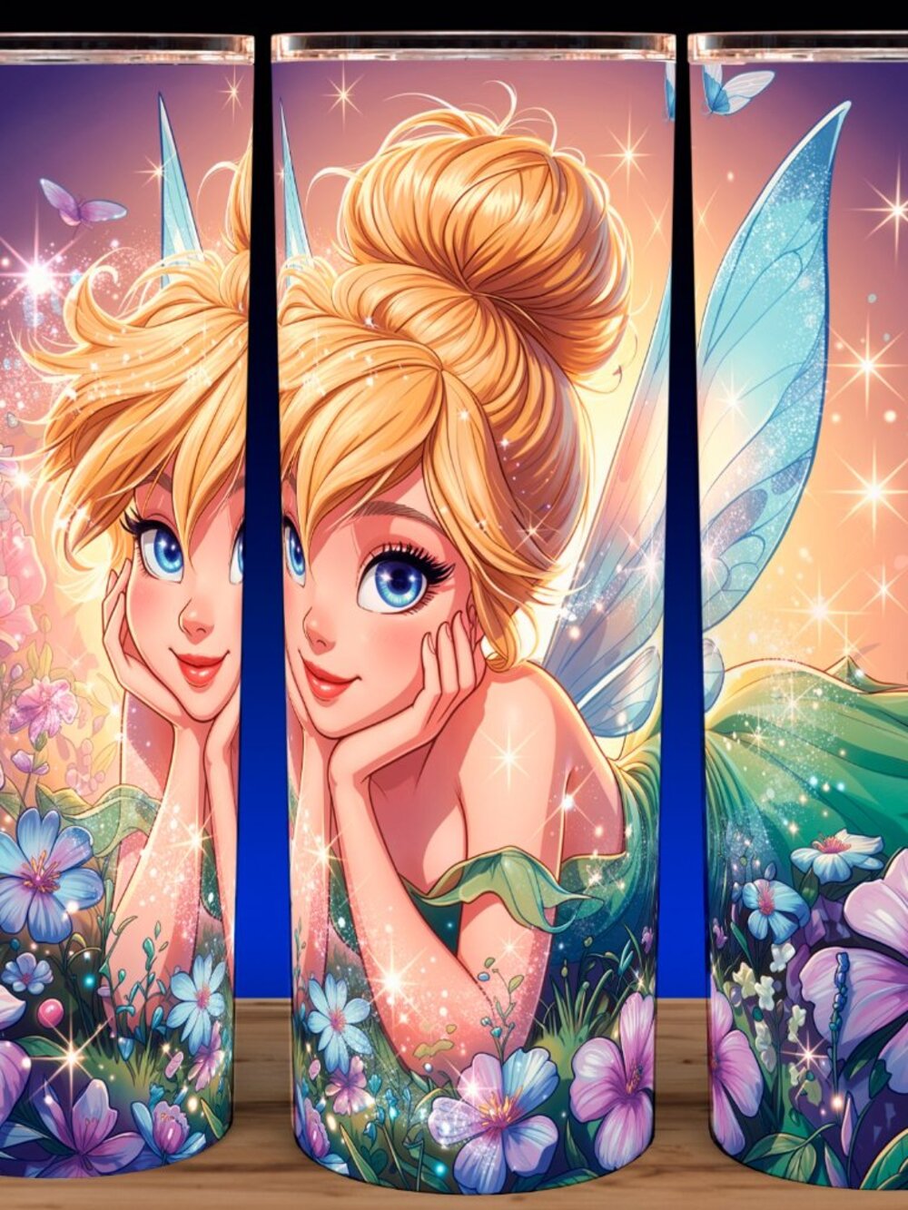 Tinker Bell Fairy Dust and Rose Floral Cup Mug Tumbler 20oz